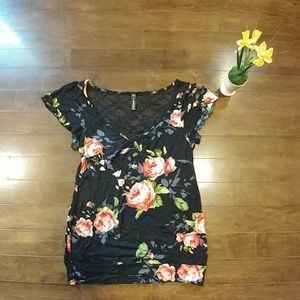 Lace Back Floral Top